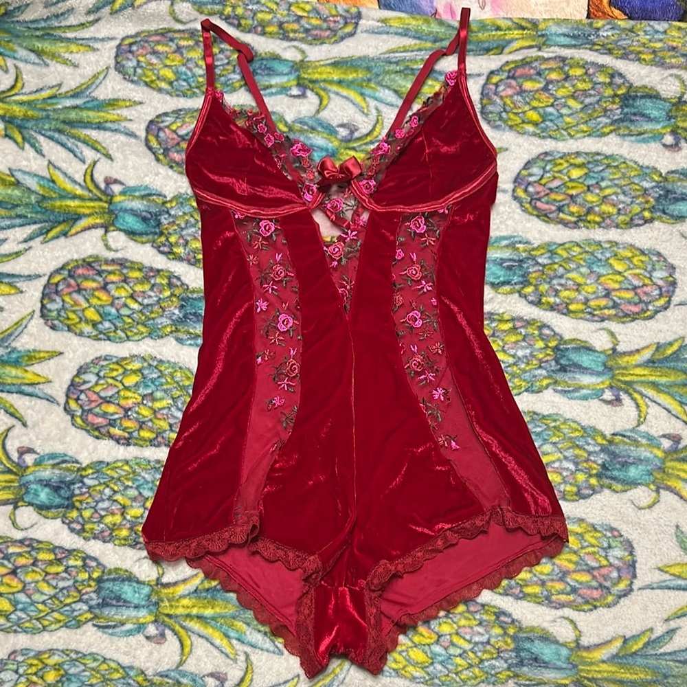 Elegant Red Lace Teddy